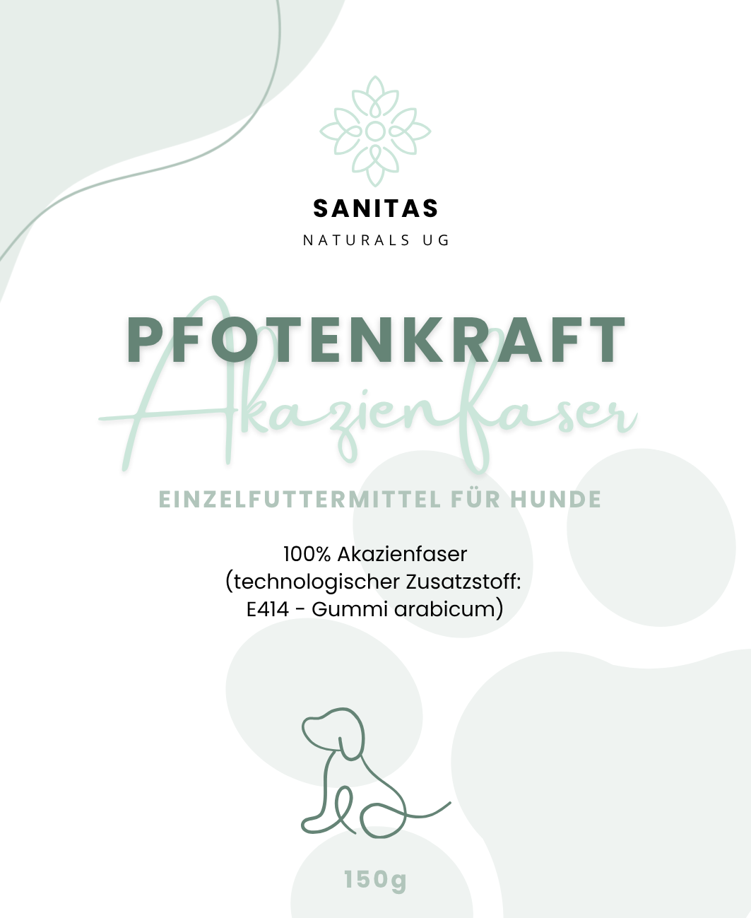 Pfotenkraft Akazienfaser – Präbiotisches Einzelfuttermittel für Hunde | 150 g